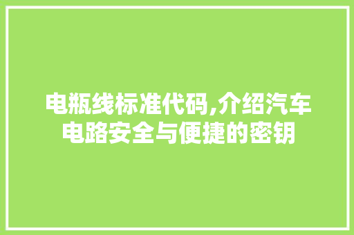 电瓶线标准代码,介绍汽车电路安全与便捷的密钥