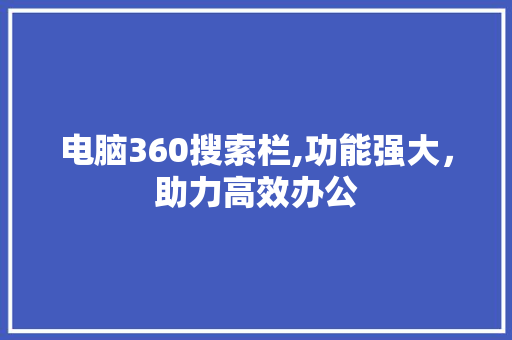 电脑360搜索栏,功能强大，助力高效办公