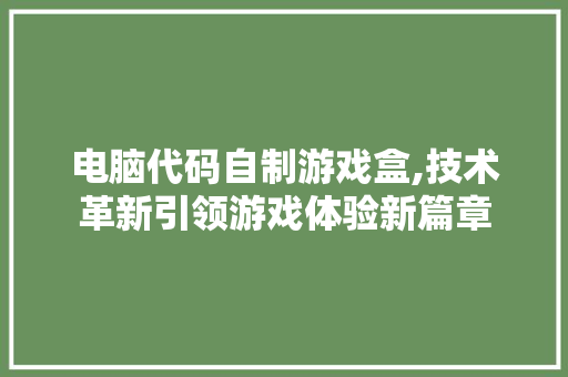 电脑代码自制游戏盒,技术革新引领游戏体验新篇章