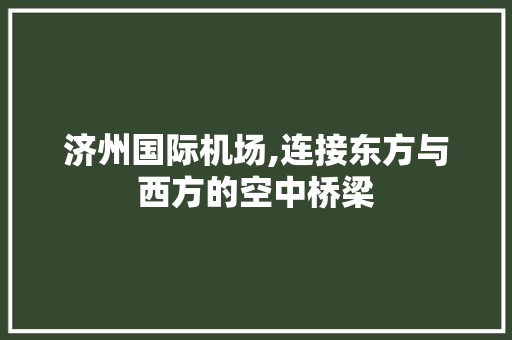 济州国际机场,连接东方与西方的空中桥梁