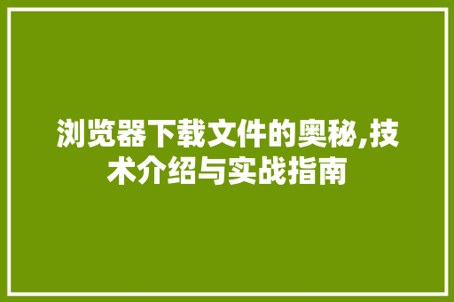 浏览器下载文件的奥秘,技术介绍与实战指南