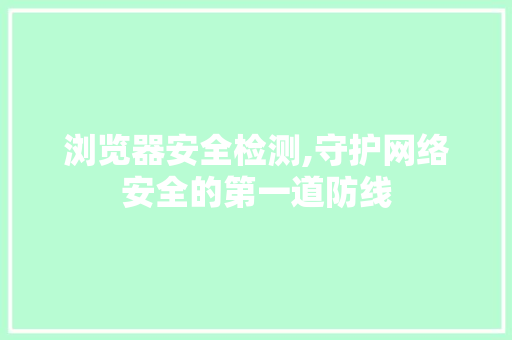 浏览器安全检测,守护网络安全的第一道防线