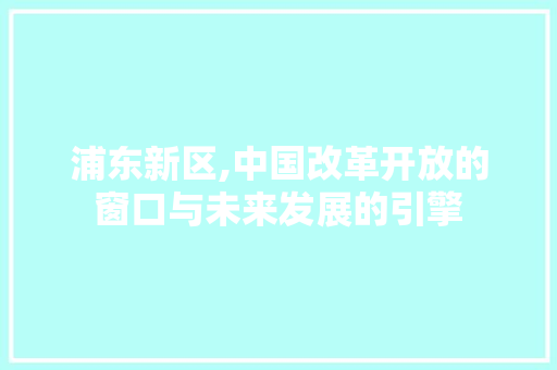 浦东新区,中国改革开放的窗口与未来发展的引擎