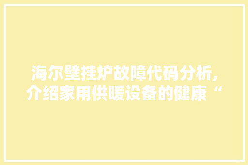 海尔壁挂炉故障代码分析,介绍家用供暖设备的健康“体检”