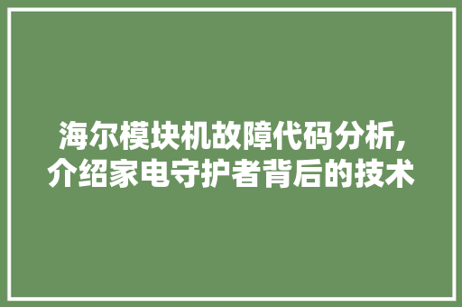 海尔模块机故障代码分析,介绍家电守护者背后的技术秘密