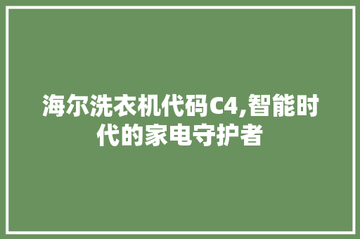 海尔洗衣机代码C4,智能时代的家电守护者