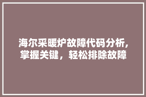 海尔采暖炉故障代码分析,掌握关键，轻松排除故障