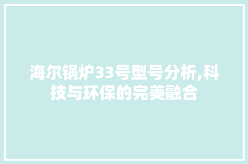 海尔锅炉33号型号分析,科技与环保的完美融合