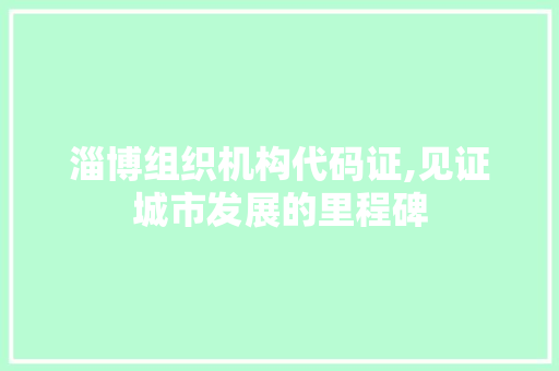 淄博组织机构代码证,见证城市发展的里程碑