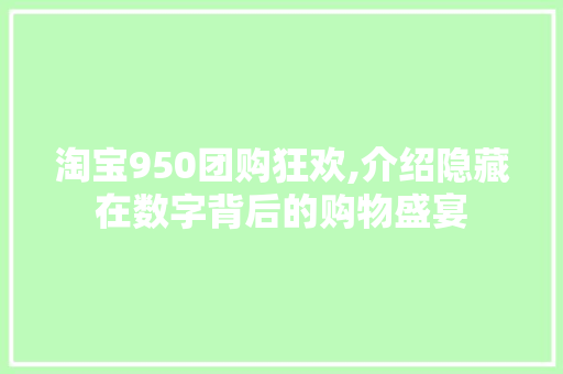 淘宝950团购狂欢,介绍隐藏在数字背后的购物盛宴