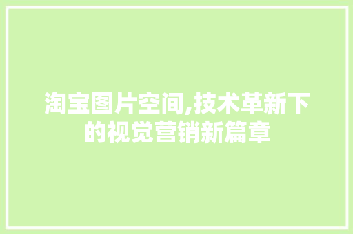 淘宝图片空间,技术革新下的视觉营销新篇章