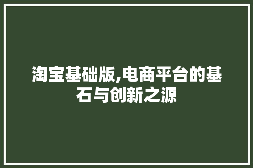 淘宝基础版,电商平台的基石与创新之源