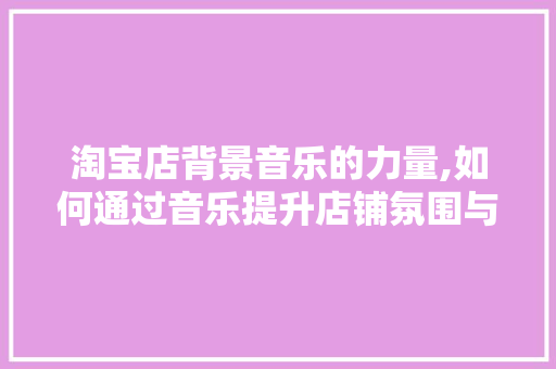 淘宝店背景音乐的力量,如何通过音乐提升店铺氛围与消费者体验