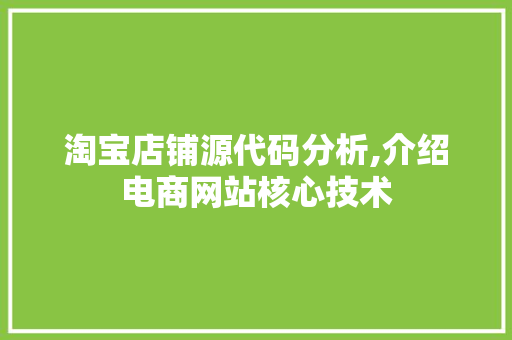 淘宝店铺源代码分析,介绍电商网站核心技术