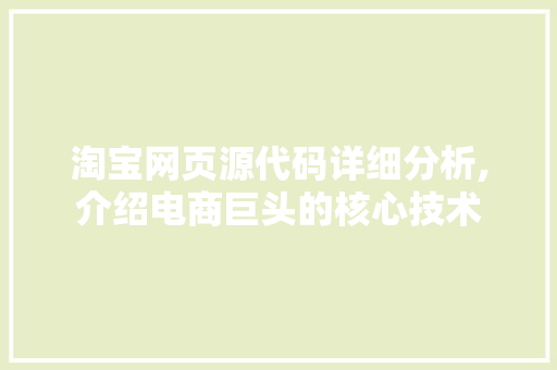 淘宝网页源代码详细分析,介绍电商巨头的核心技术