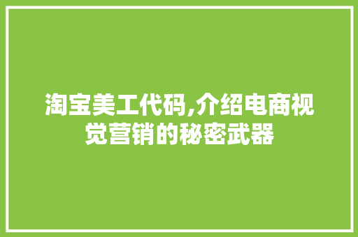 淘宝美工代码,介绍电商视觉营销的秘密武器