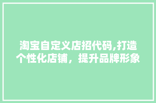 淘宝自定义店招代码,打造个性化店铺，提升品牌形象