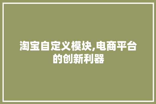 淘宝自定义模块,电商平台的创新利器