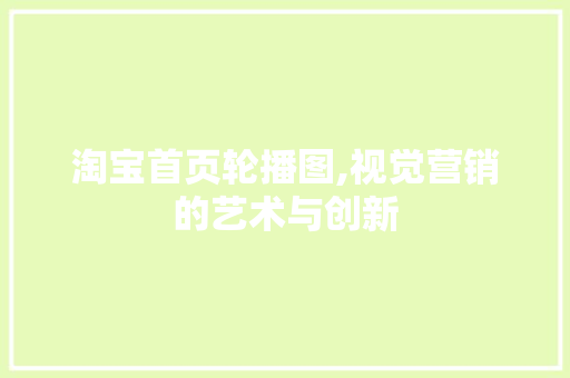 淘宝首页轮播图,视觉营销的艺术与创新