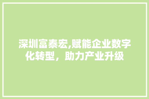 深圳富泰宏,赋能企业数字化转型，助力产业升级