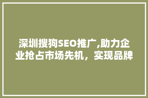 深圳搜狗SEO推广,助力企业抢占市场先机，实现品牌价值最大化