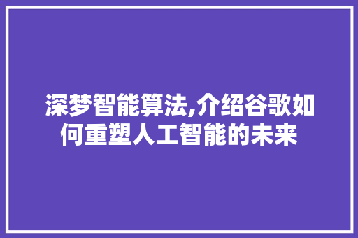 深梦智能算法,介绍谷歌如何重塑人工智能的未来