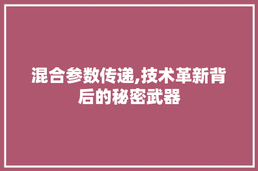 混合参数传递,技术革新背后的秘密武器