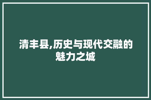 清丰县,历史与现代交融的魅力之城 NoSQL