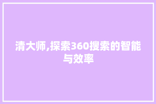 清大师,探索360搜索的智能与效率