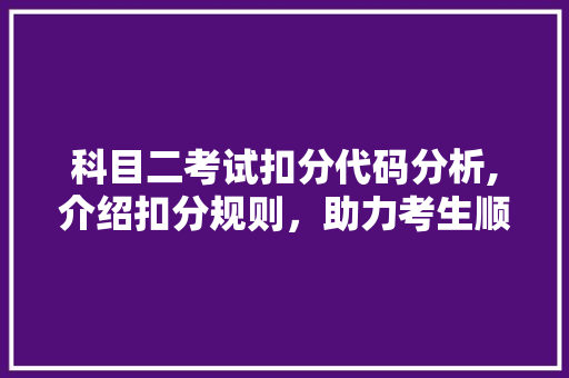 科目二考试扣分代码分析,介绍扣分规则，助力考生顺利过关