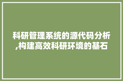 科研管理系统的源代码分析,构建高效科研环境的基石