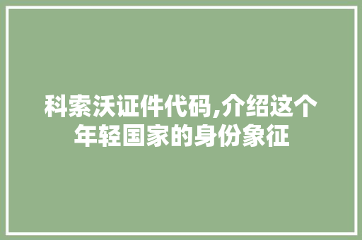 科索沃证件代码,介绍这个年轻国家的身份象征 Vue.js