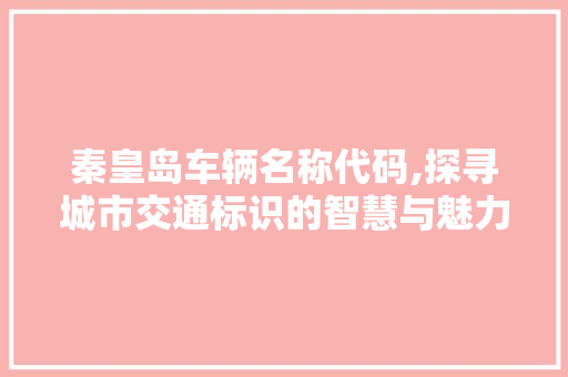 秦皇岛车辆名称代码,探寻城市交通标识的智慧与魅力