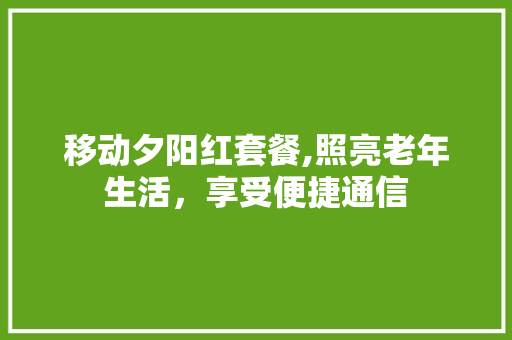 移动夕阳红套餐,照亮老年生活，享受便捷通信