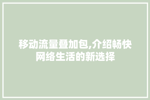 移动流量叠加包,介绍畅快网络生活的新选择