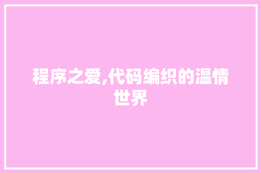 程序之爱,代码编织的温情世界