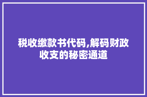 税收缴款书代码,解码财政收支的秘密通道