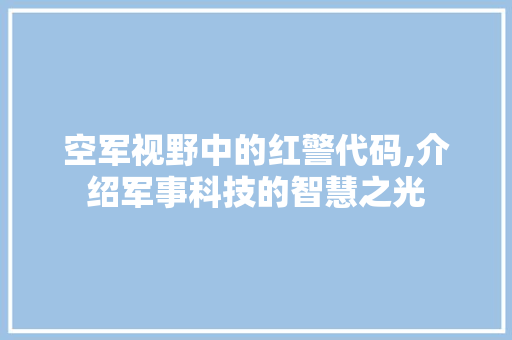 空军视野中的红警代码,介绍军事科技的智慧之光