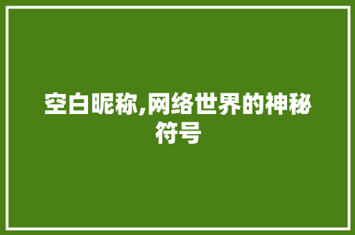 空白昵称,网络世界的神秘符号