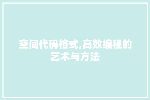 空间代码格式,高效编程的艺术与方法