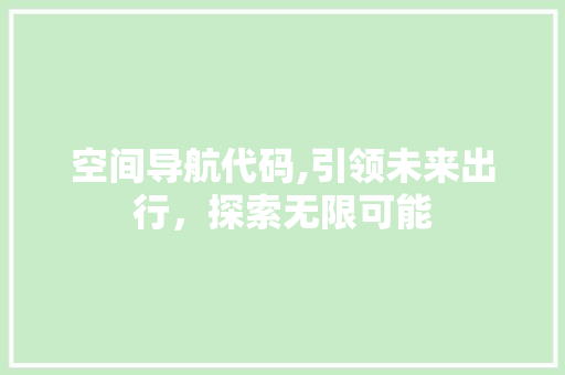 空间导航代码,引领未来出行，探索无限可能