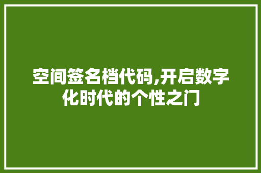 空间签名档代码,开启数字化时代的个性之门