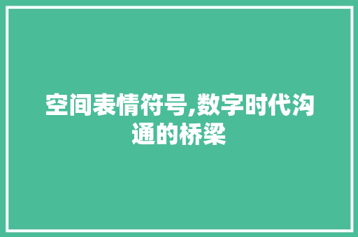 空间表情符号,数字时代沟通的桥梁