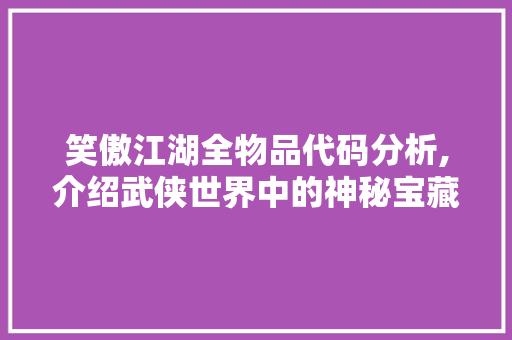 笑傲江湖全物品代码分析,介绍武侠世界中的神秘宝藏