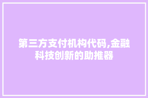 第三方支付机构代码,金融科技创新的助推器