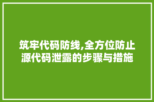 筑牢代码防线,全方位防止源代码泄露的步骤与措施