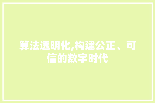 算法透明化,构建公正、可信的数字时代