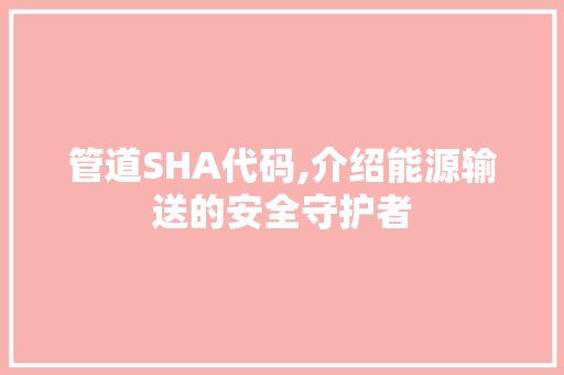 管道SHA代码,介绍能源输送的安全守护者