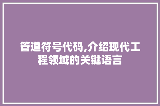 管道符号代码,介绍现代工程领域的关键语言