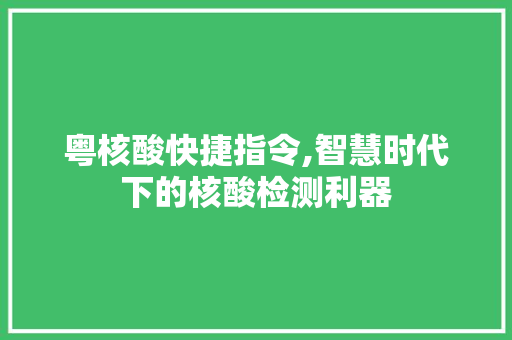 粤核酸快捷指令,智慧时代下的核酸检测利器